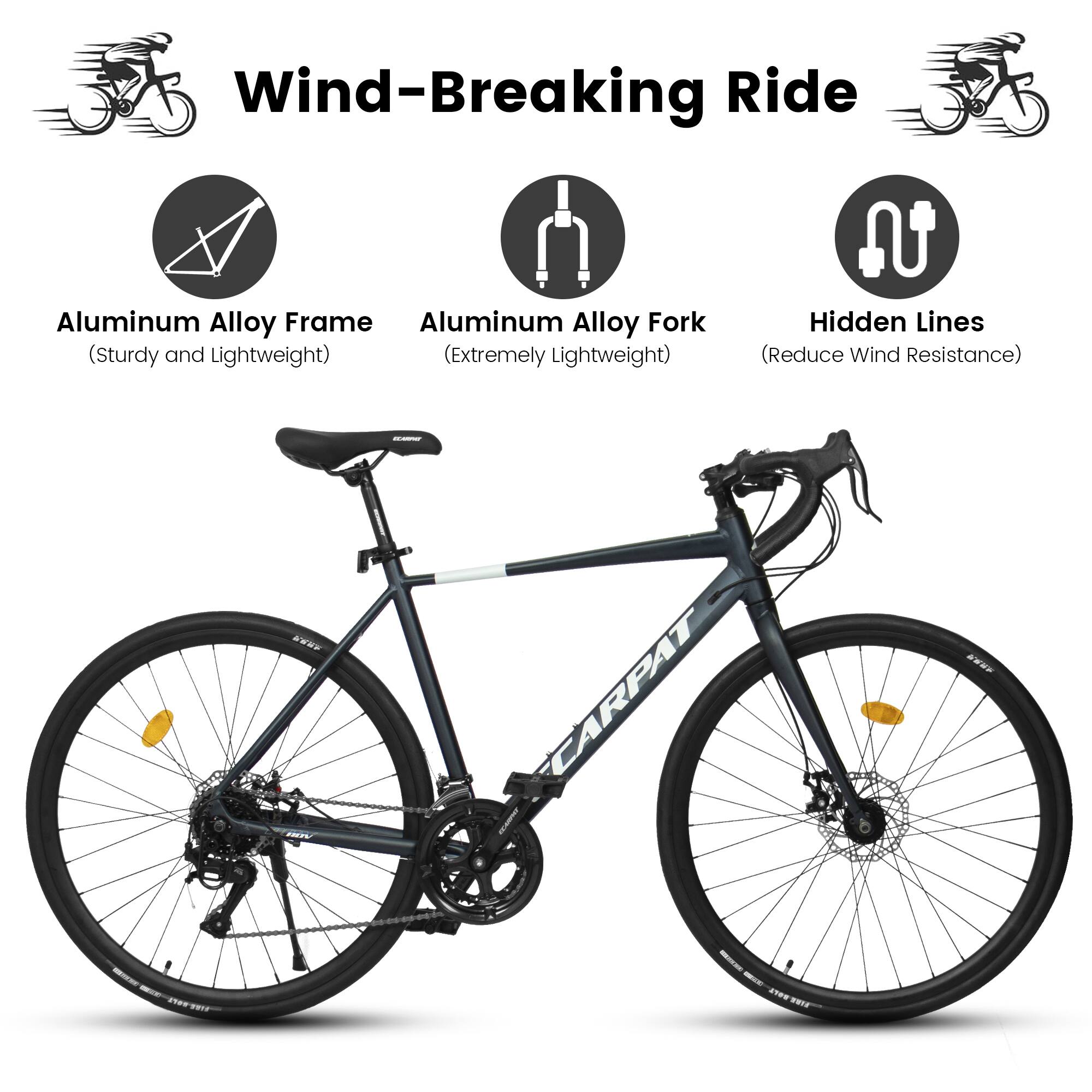 Wind-Breaking Ride

- Aluminum Alloy Frame (Sturdy and Lightweight)
- Aluminum Alloy Fork (Extremely Lightweight)
- Hidden Lines (Reduce Wind Resistance)