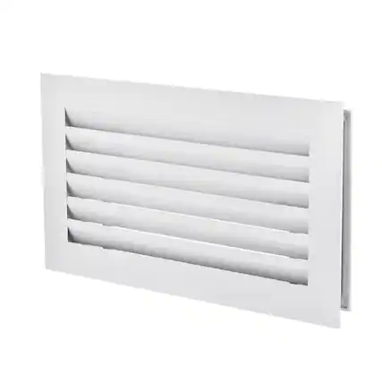 Front. Unique Bargains - 16" x 8" Door Air Vent Cover 2pcs, Anodized Aluminum Alloy Louvered Grille Guard for Cabinet Wardrobe Door - Black.