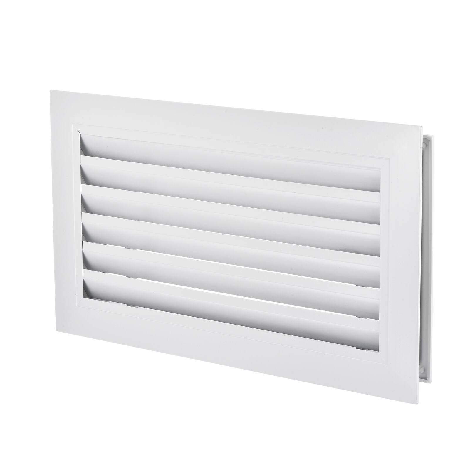 Front. Unique Bargains - 16" x 8" Door Air Vent Cover 2pcs, Anodized Aluminum Alloy Louvered Grille Guard for Cabinet Wardrobe Door - Black.