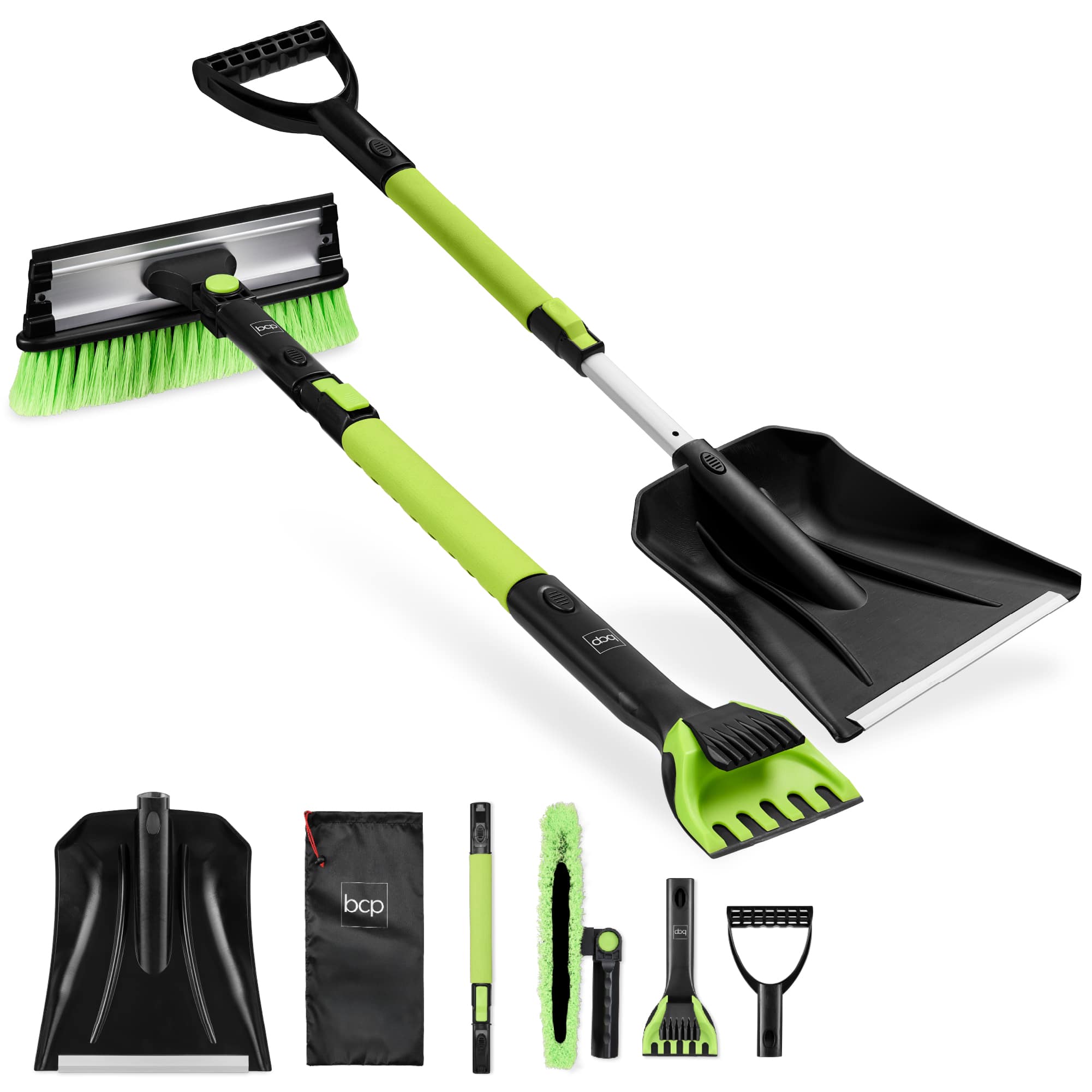 Best Choice Products - 39" Extendable 4 in 1 Snow Brush with Shovel, Squeegee & Ice Scraper - Lime - Lime with Shovel