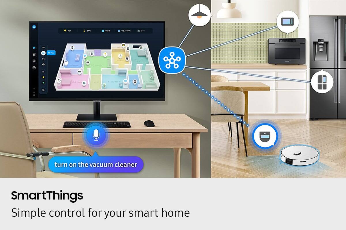 The text on the image reads: "SmartThings Simple control for your smart home."