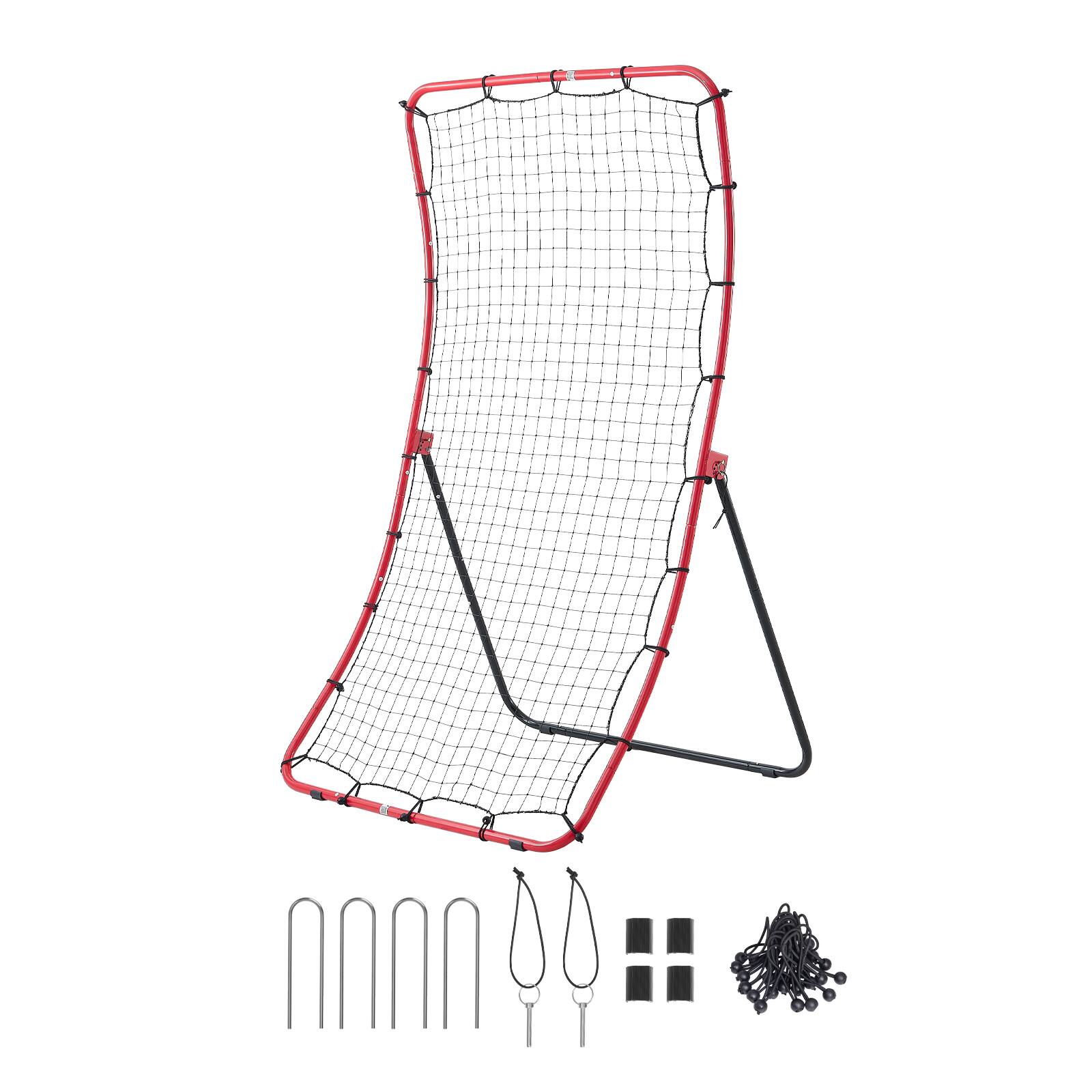 Alt View 5. VEVOR - Baseball Softball Rebounder Net 4 x 5.5 ft Pitch Back Trainer, 5 Adjustable Angles, Heavy-duty Steel Frame, All Angle - Black;Red.