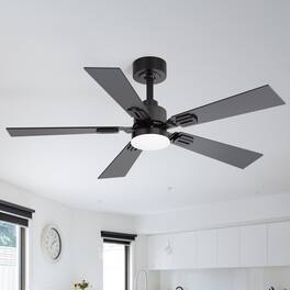 Breezary - 42" 2-Pack Ceiling Fan with 5 Dual-Finish Blades, 3-Color Light, DC Motor, Remote, Timer with Memory Function - Matte Black and Dark Walnut Color