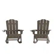 Magic Rocking Chair Emma + Oliver Tiverton Set of 2 Adirondack Rocking Chairs with Cup ...