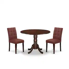 East West Furniture - 3 Piece Mid Century Modern Dining Table Set contain A Wooden Kitchen Table - Red