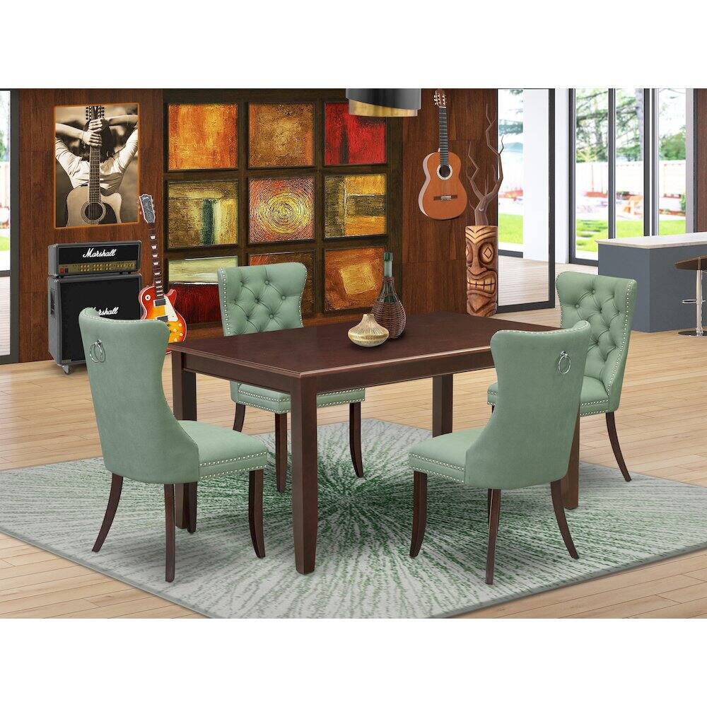 Alt View 7. East West Furniture - 5 Piece Modern Dining Table Set Consists of a Rectangle Kitchen Table - Red.