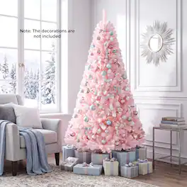 Gymax - 6 FT Artificial Christmas Tree w/ Easy-Setup Hinges Unlit - Pink