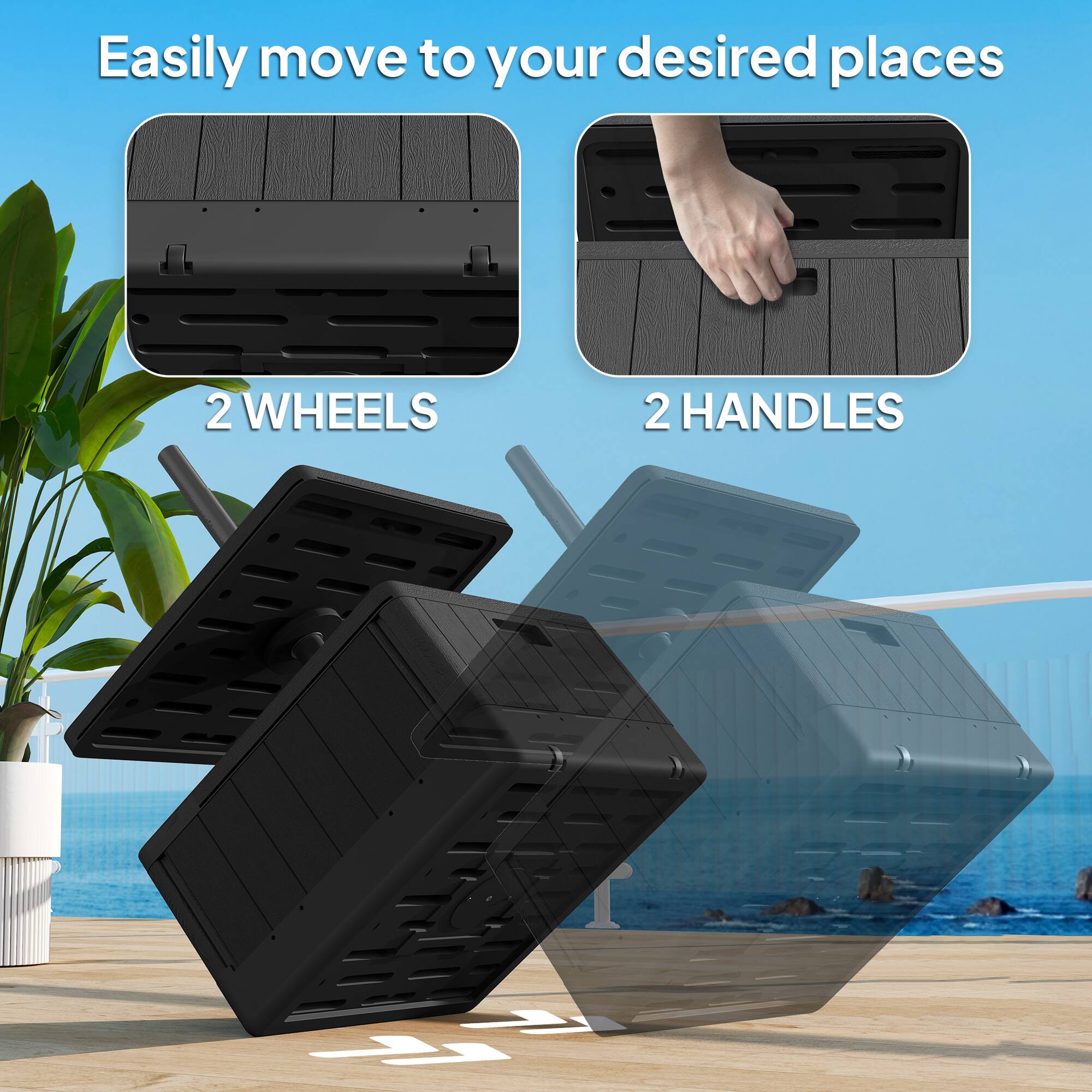 Easily move to your desired places

2 WHEELS

2 HANDLES