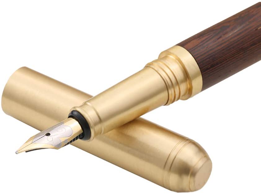 Alt View 9. Steel Horse Leather - The Hemmingway | Handmade Wood and Brass Fountain Pen - Black.