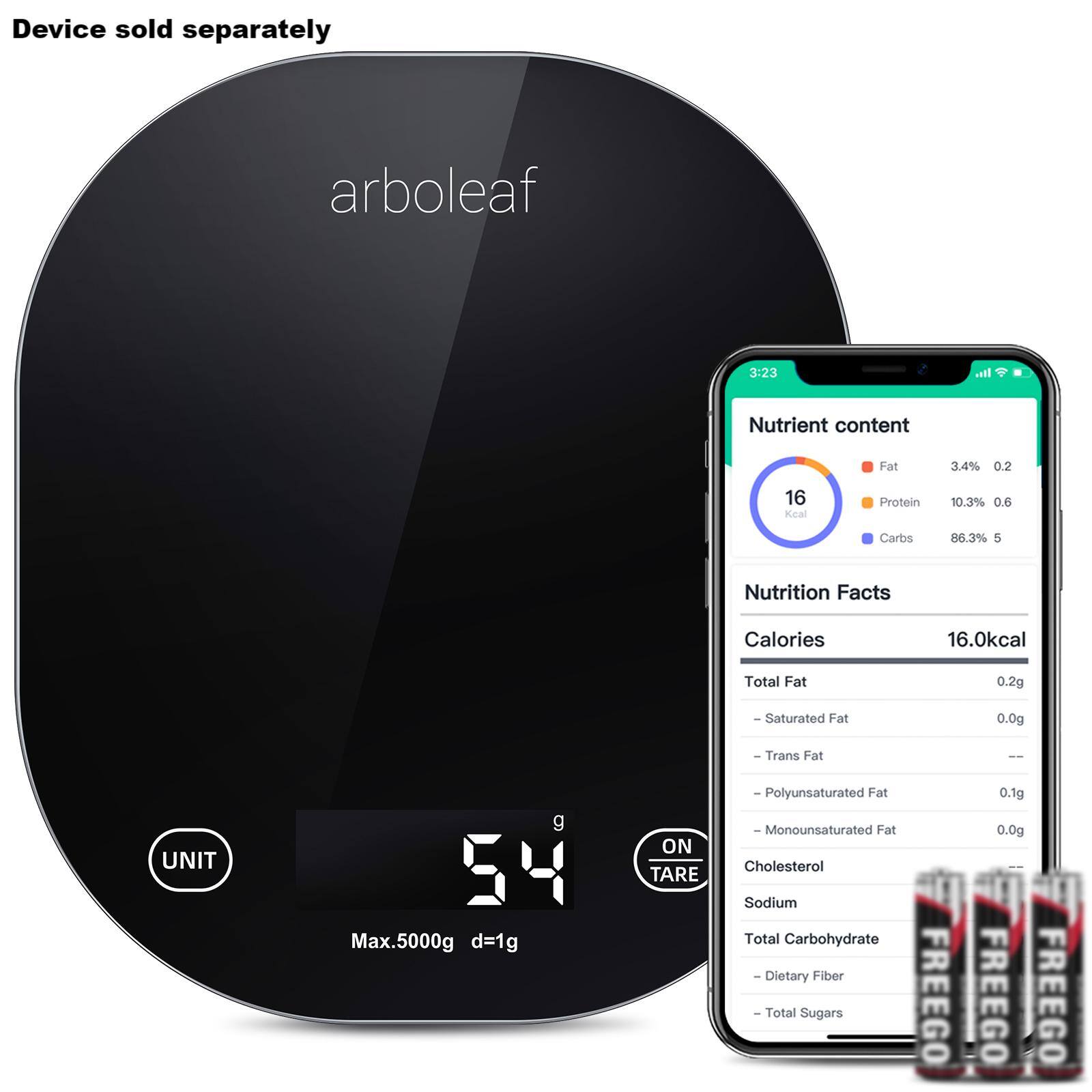 Arboleaf - Smart Food Kitchen Scale with Nutritional Calculator - Black