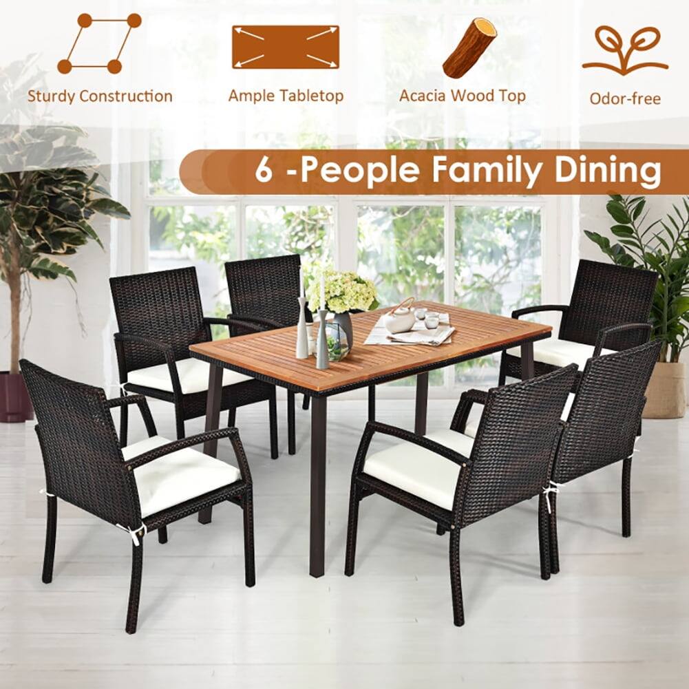 Sturdy Construction  
Ample Tabletop  
Acacia Wood Top  
Odor-free  

6-People Family Dining