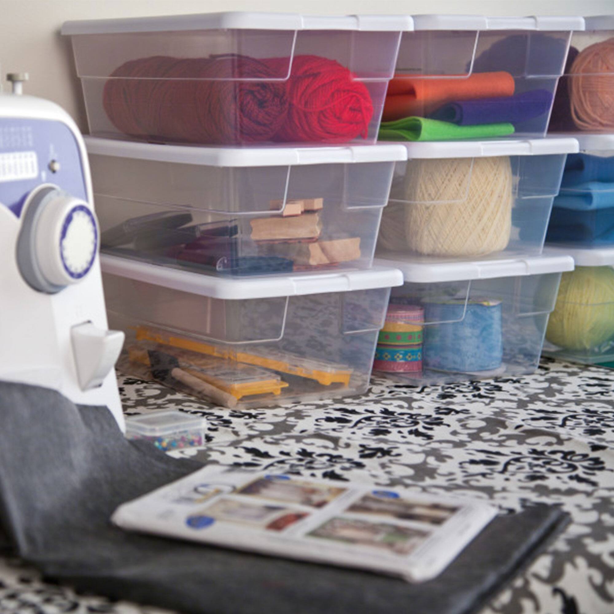 Alt View 4. Sterilite - Sterilite 6 Qt Clear Plastic Storage Container Bin Snap Close White Lid, 36 Pack.
