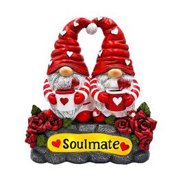 OrnamentallyYou - Soulmate Valentine Gnome Couple LED Figurine, 8" Romantic Room Statue Decoration - Red