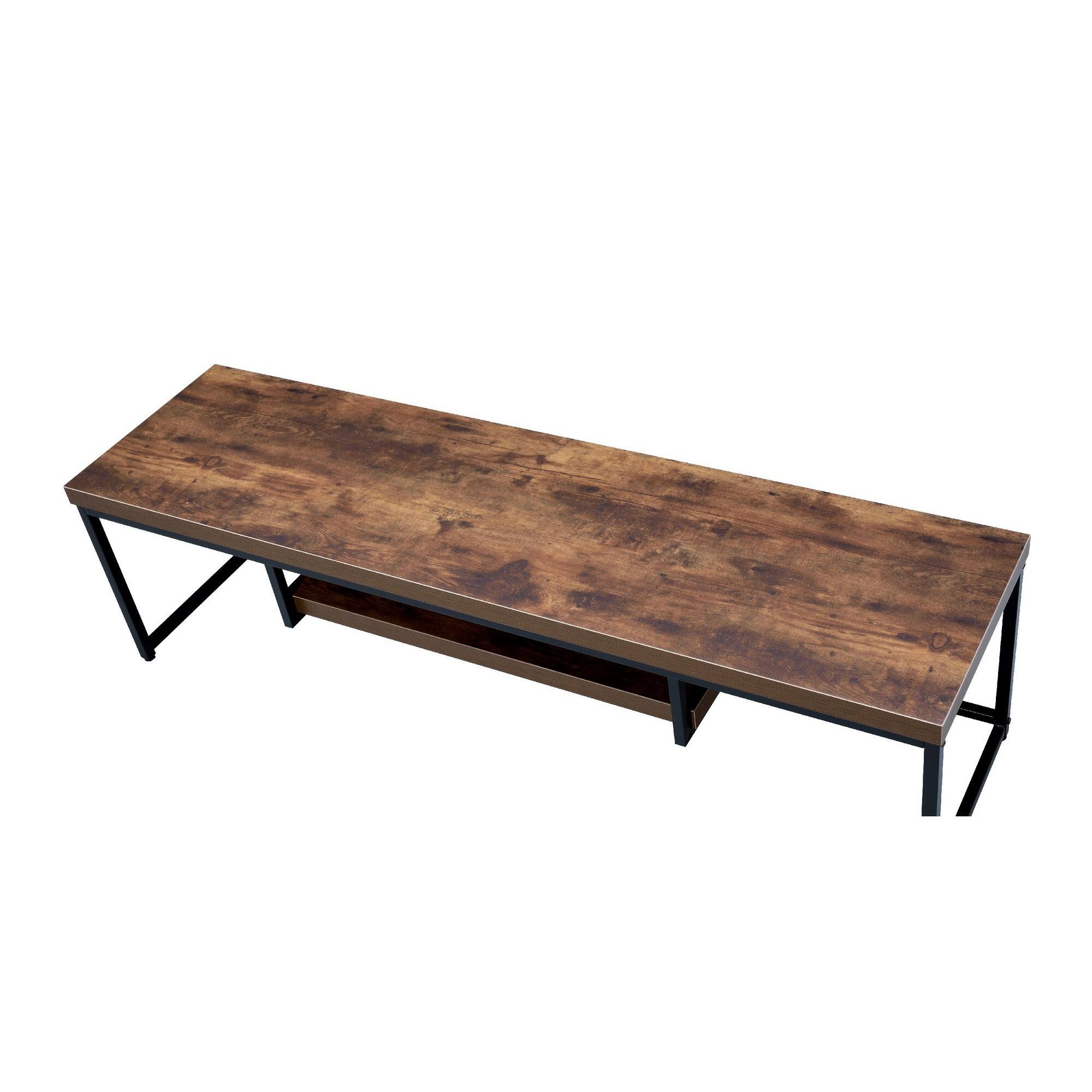 Alt View 3. Manhattan Lane - Rectangular Wood And Metal TV Stand With One Shelf, Brown And Black - Brown, Black.