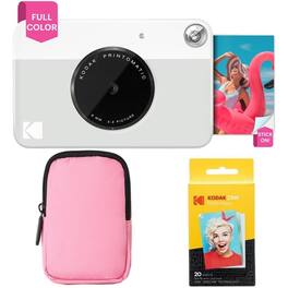 Kodak - Printomatic Instant Print Camera Bundle with Pink Soft Case & 20-Pack Zink Photo Paper - Gray