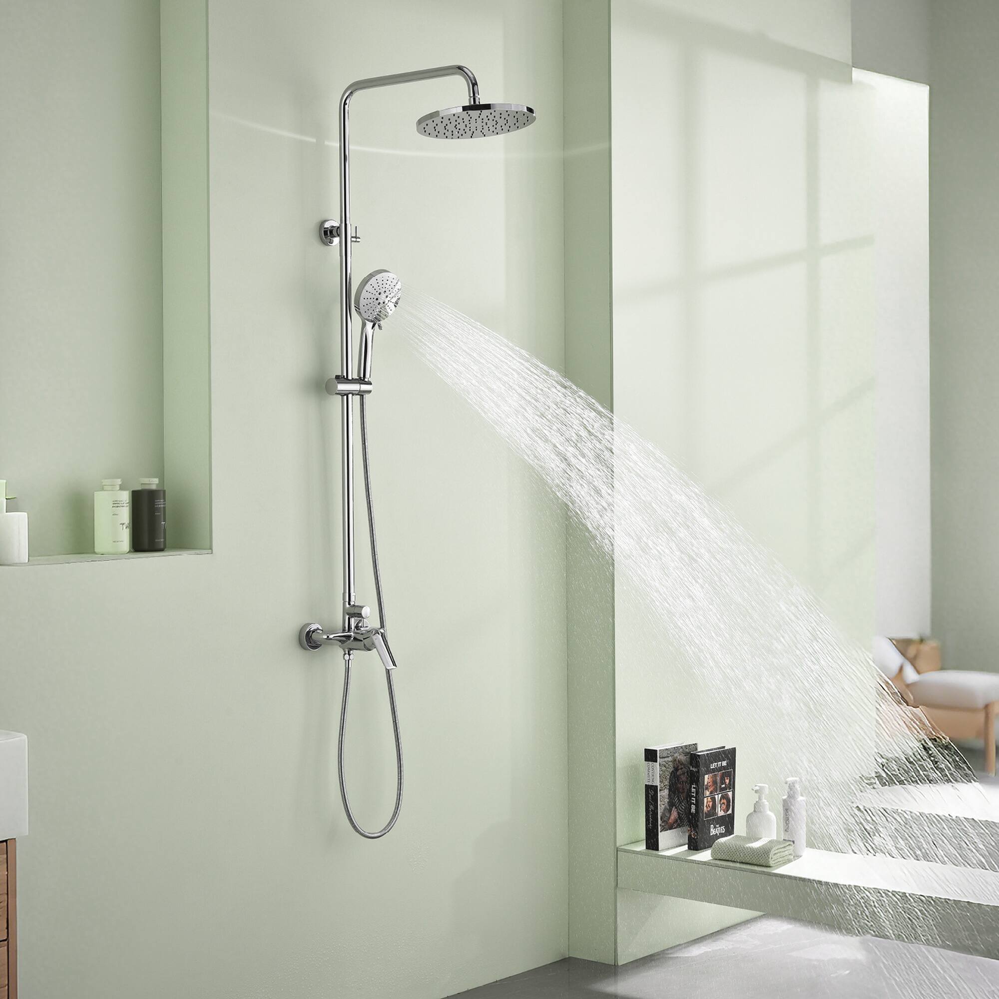 Alt View 2. Boyel Living - Chrome Shower Set Brass SUS304 2-Function 10-Inch ABS Top Spray 3-Function Handheld cUPC - Chrome.