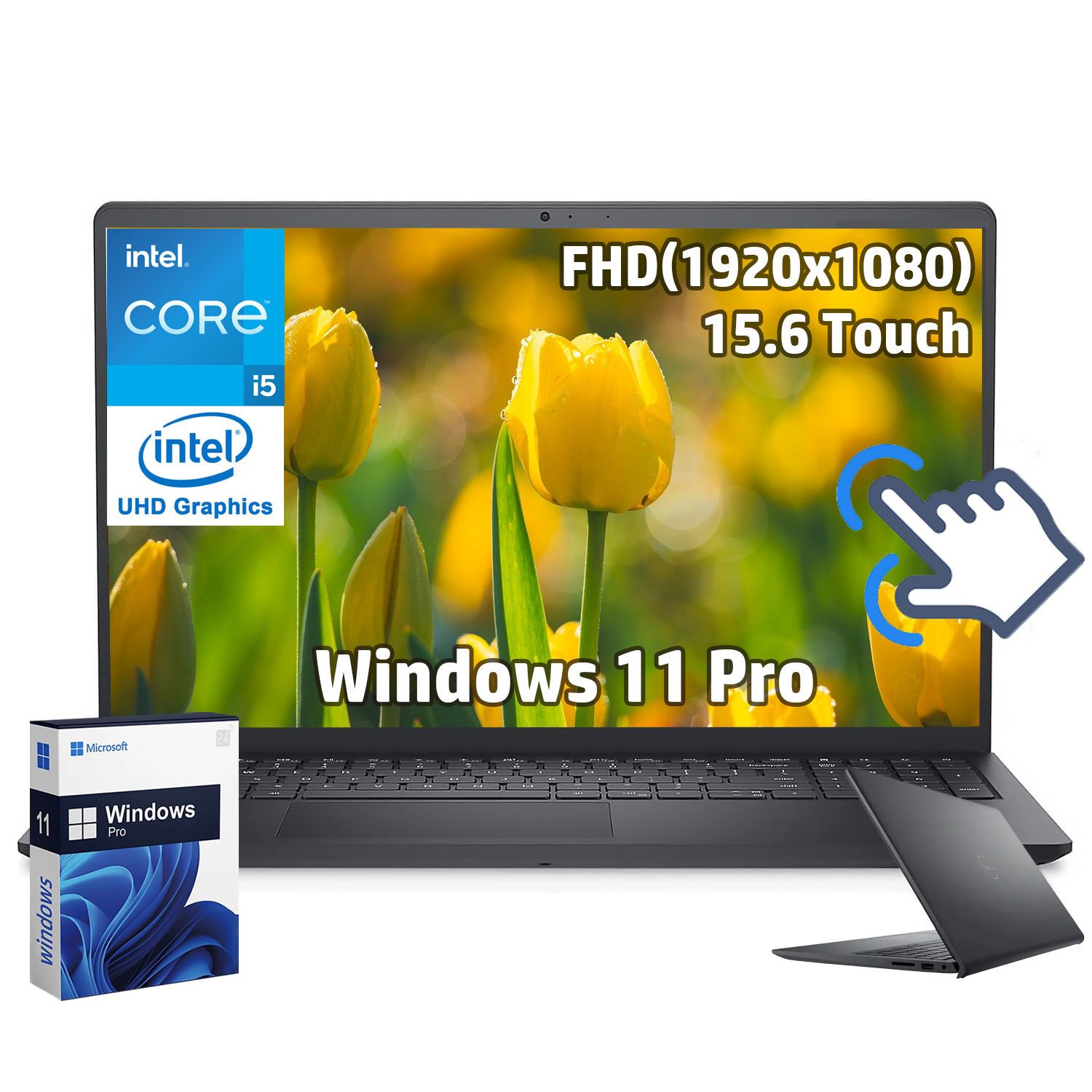 Dell - 15.6" FHD Touchscreen Laptop - Intel Core i5-1334U - 32GB RAM - 2TB SSD - Wi-Fi 6 - Windows 11 Pro - Black