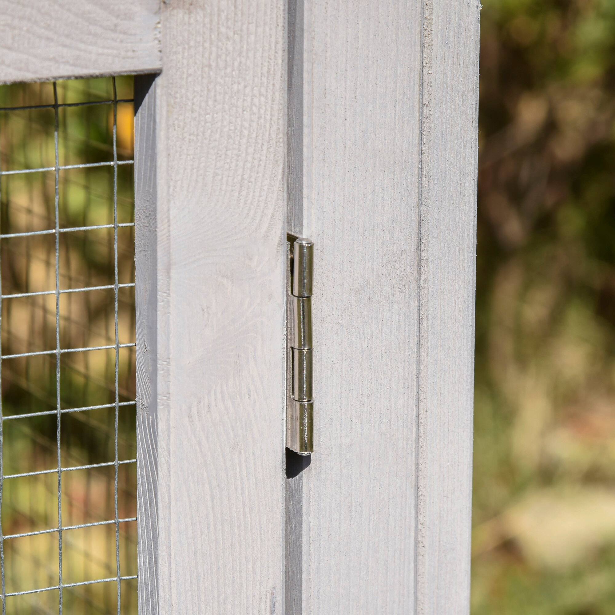 Alt View 4. Pawhut - 83"L Outdoor Rabbit Hutch with Double Runs, Large Guinea Pig Cage Indoor, Wooden Bunny Hutch with Weatherproof Roof.