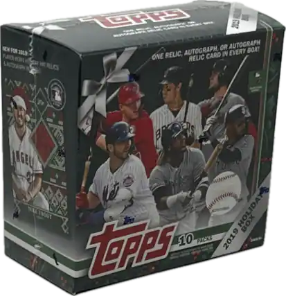 NEW FOR 2019: PLAYER WORN HO & OAY HAT AUTOGRAPH RE RELICS
- 2019 BO HLS MCA OR AUTOGRAPH BOX
ONE RELIC, AUTOGRAPH, CARD IN EVERY RELIC
BP EF JAGEL G RONT
let MIKE TROUT HOLIDAYS BOX
EXCLUSIVE TOAPS
10 PACKS
2019 AGEs
