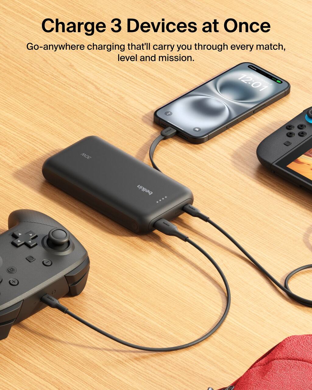 Charge 3 Devices at Once
Go-anywhere charging that'll carry you through every match, level and mission.