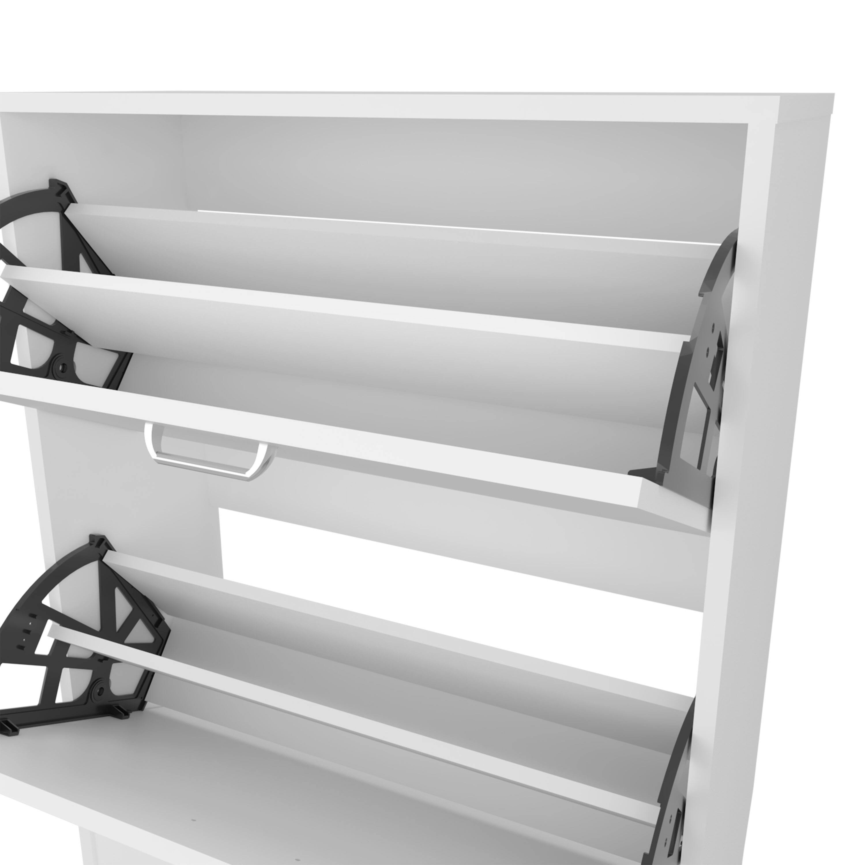 Alt View 1. TinyHomie - Ozzy Shoe Cabinet 2 Tilt-Out Doors Slim Design Internal Supports Modern Style White - White.