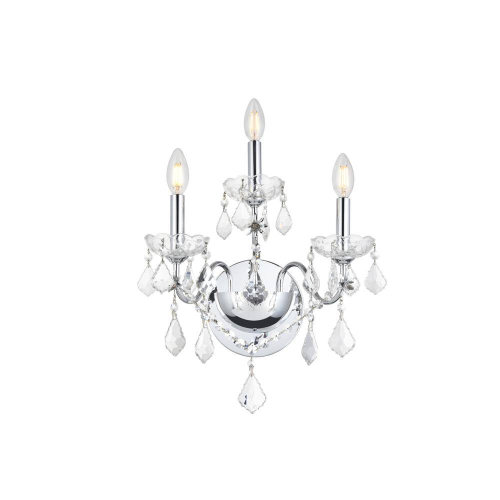 Alt View 1. Elegant Lighting - St. Francis 3 light Chrome Wall Sconce Clear Royal Cut Crystal - Chrome.