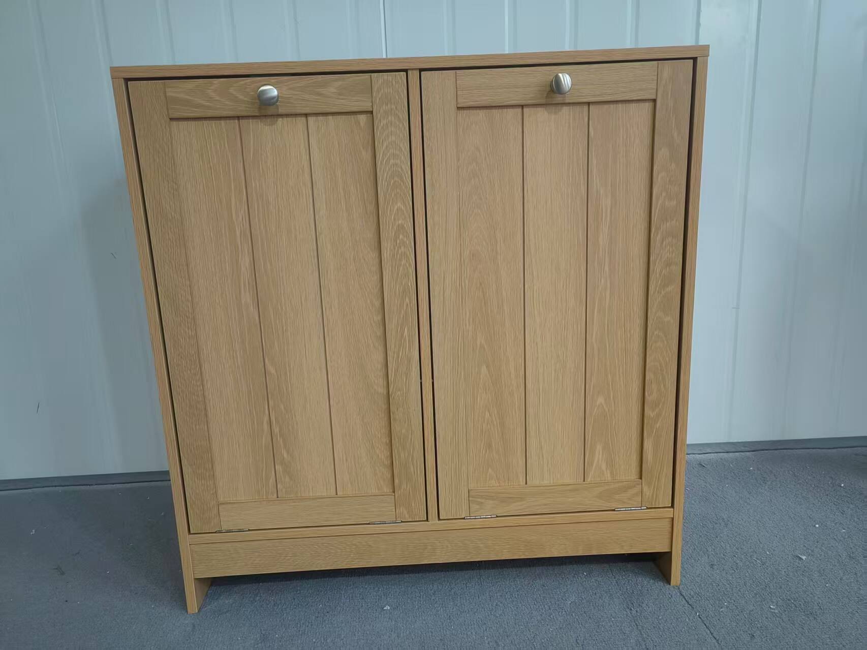 Alt View 3. Loheer - Loheer Tilt Out Laundry Hamper Cabinet Oak Hidden Bathroom Laundry Sorter with Removable Baskets - Oak.