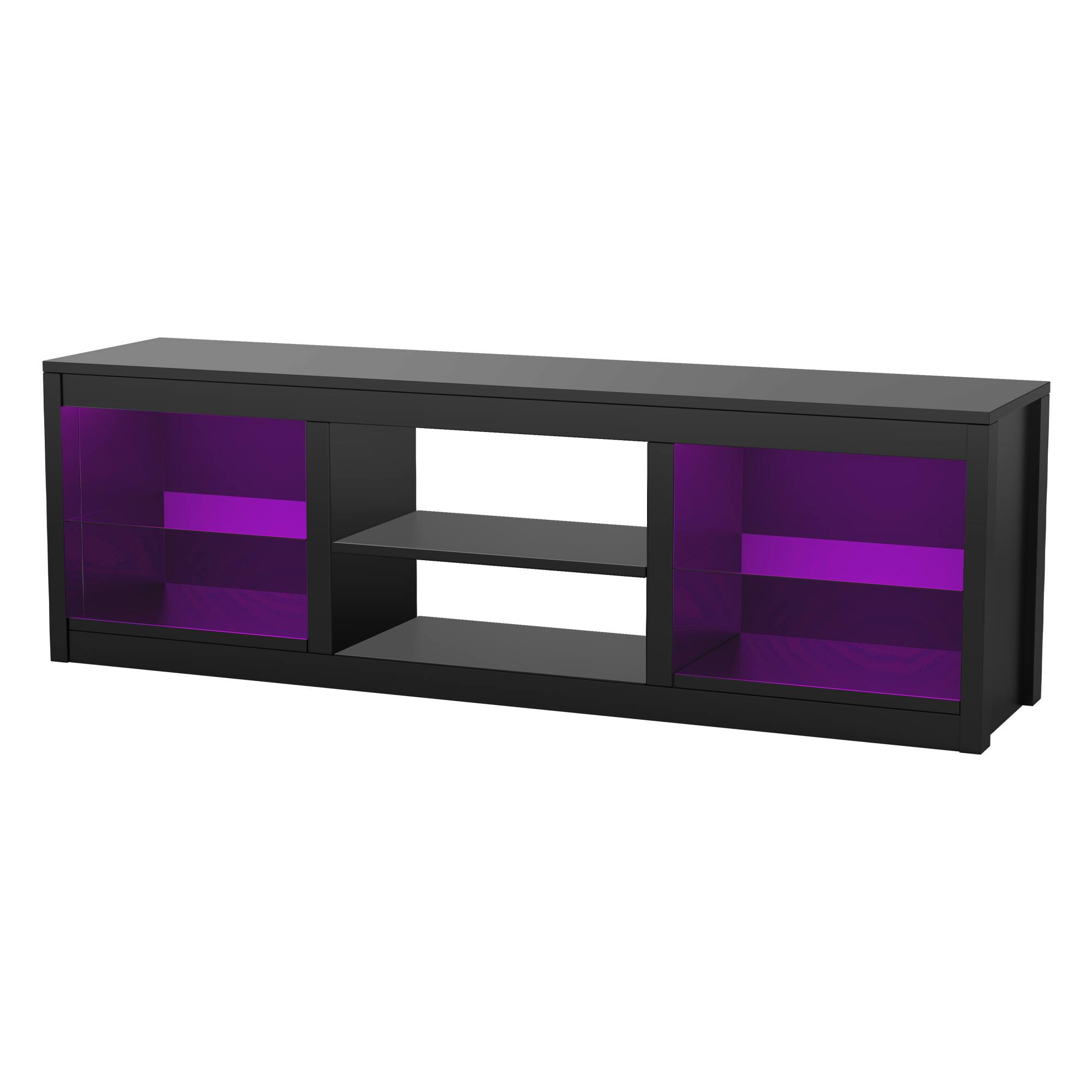 Alt View 5. Ihomeadore - 66" TV Stand Gaming Entertainment Center with RGB Lights and Open Storage Shelves for TVs up to 75" - Black.