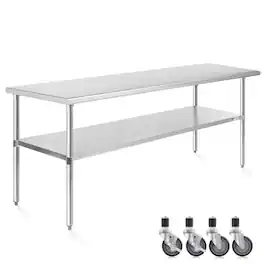 KUTLER - NSF Commercial Stainless Steel Prep and Work Table with Wheels - Silver