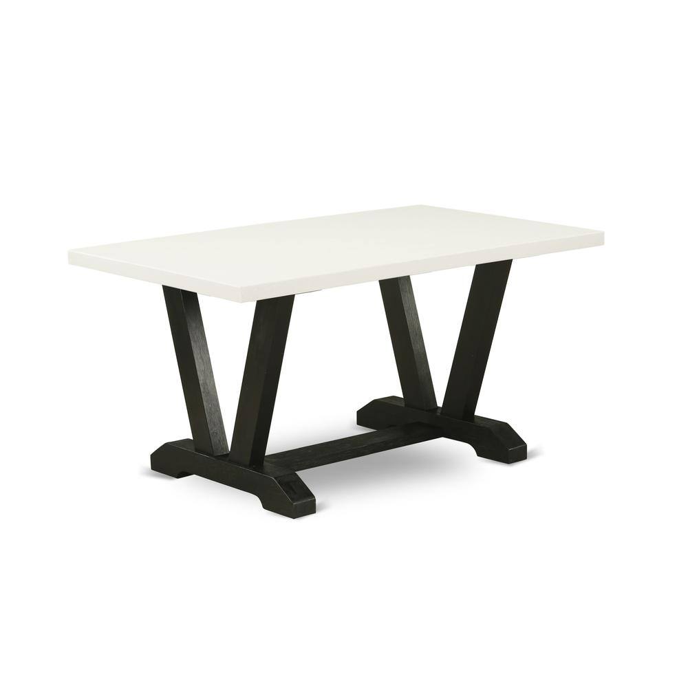Angle. East West Furniture - East West Furniture V626DR124-5 5-Pc Dining Table Set- 4 Upholstered Dining Chairs with Black Linen Fabric Seat and - Multi-Color.
