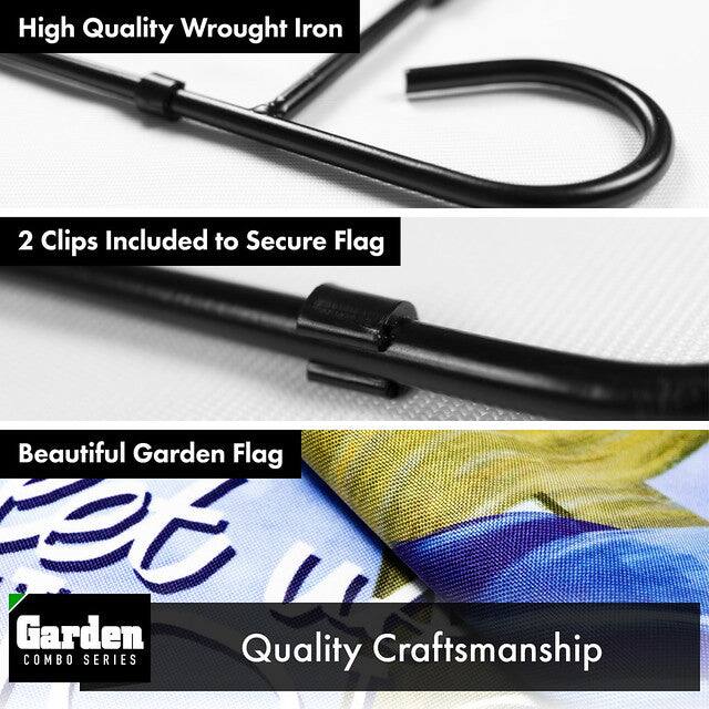 - High Quality Wrought Iron
- 2 Clips Included to Secure Flag
- Beautiful Garden Flag
- Quality Craftsmanship

Garden COMBO SERIES