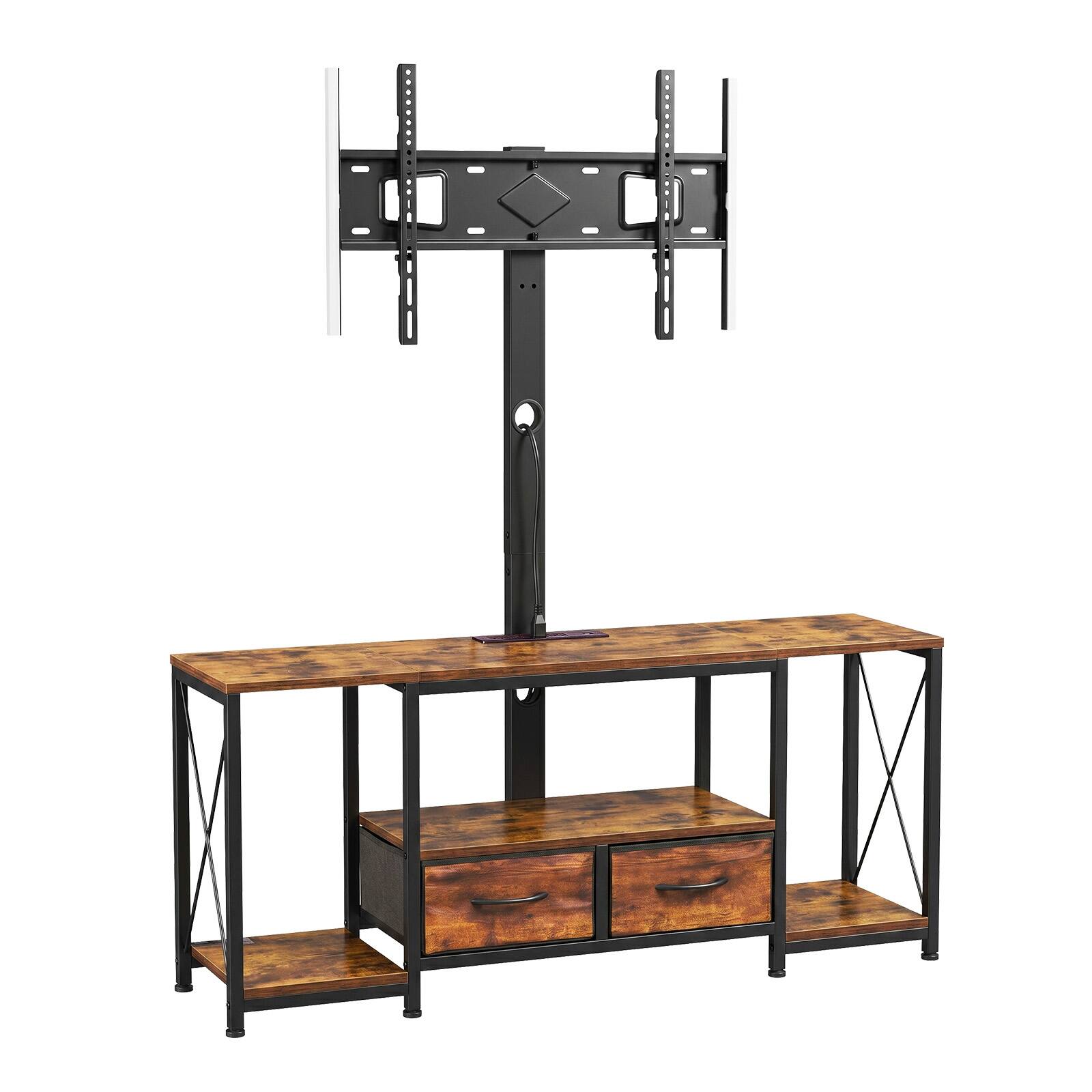 Alt View 5. VEVOR - TV Stand with Mount, 47.2 Inch, TV Stand Console with Power Outlet & Storage Drawers, for 32-75 Inch TVs - Brown.