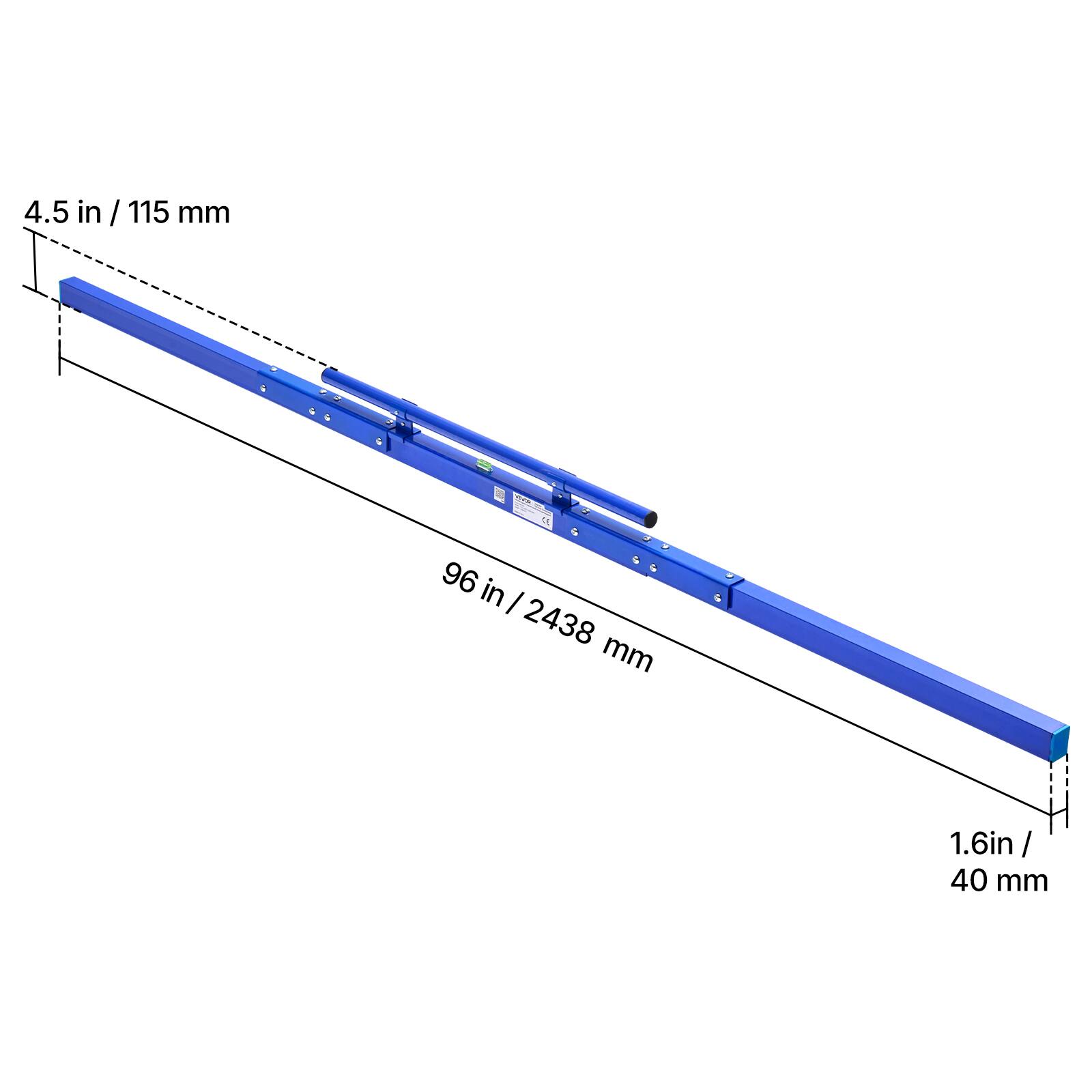 4.5 in / 115 mm  
96 in / 2438 mm  
1.6 in / 40 mm