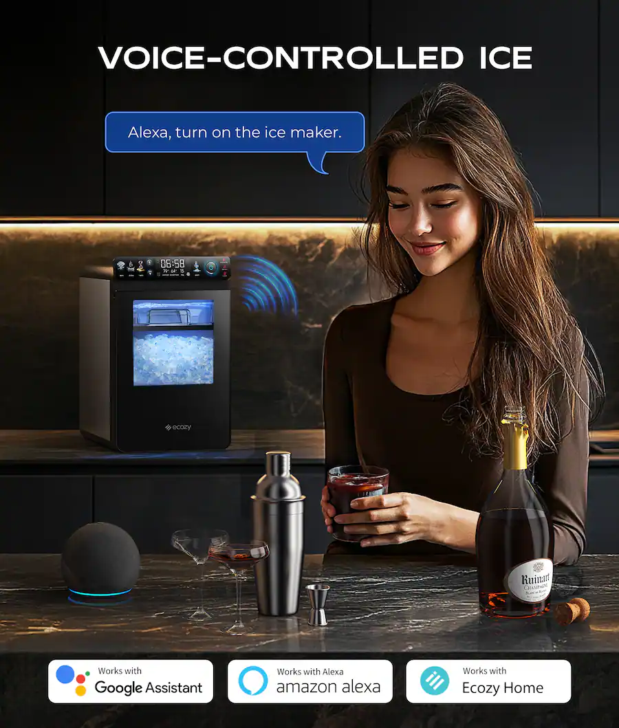 Ecozy Smart Nugget Ice Maker Countertop, First Full Color Smart Panel ...
