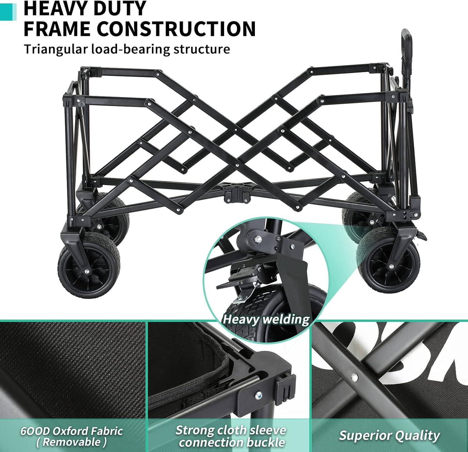 HEAVY DUTY FRAME CONSTRUCTION Triangular load-bearing structure
600D Oxford Fabric (Removable)
Heavy welding
Strong cloth sleeve connection buckle
Superior Quality