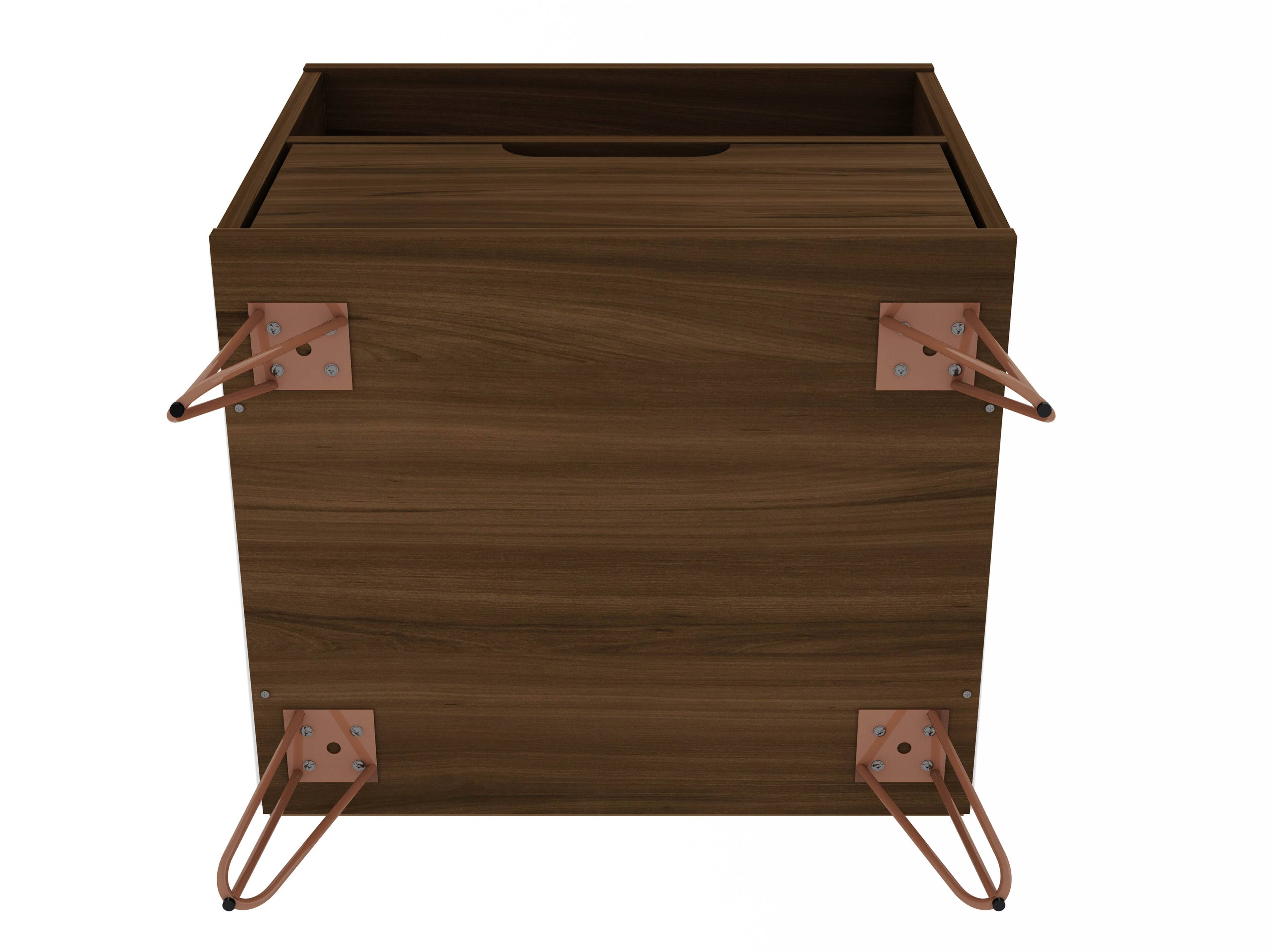 Alt View 3. Manhattan Comfort - Rockefeller Mid-Century Modern 20" Nightstand - Chestnut Brown.