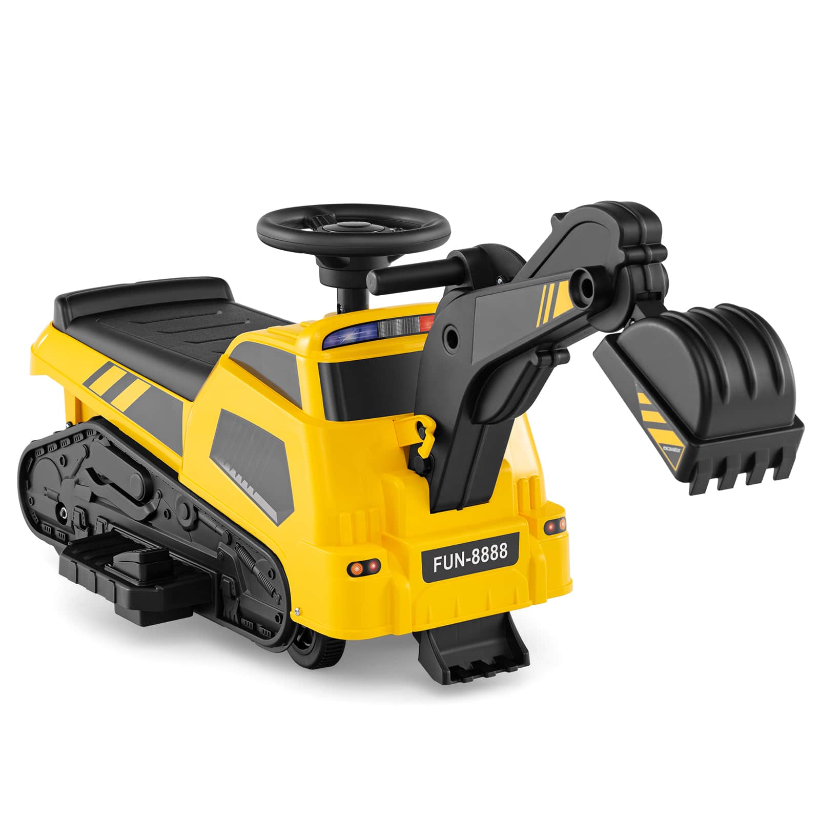 Front. Gymax - Gymax 3 in 1 Excavator Ride on Toy w/ Horn Story-Telling for Toddlers 1.5+ Years Old - Yellow, Black.