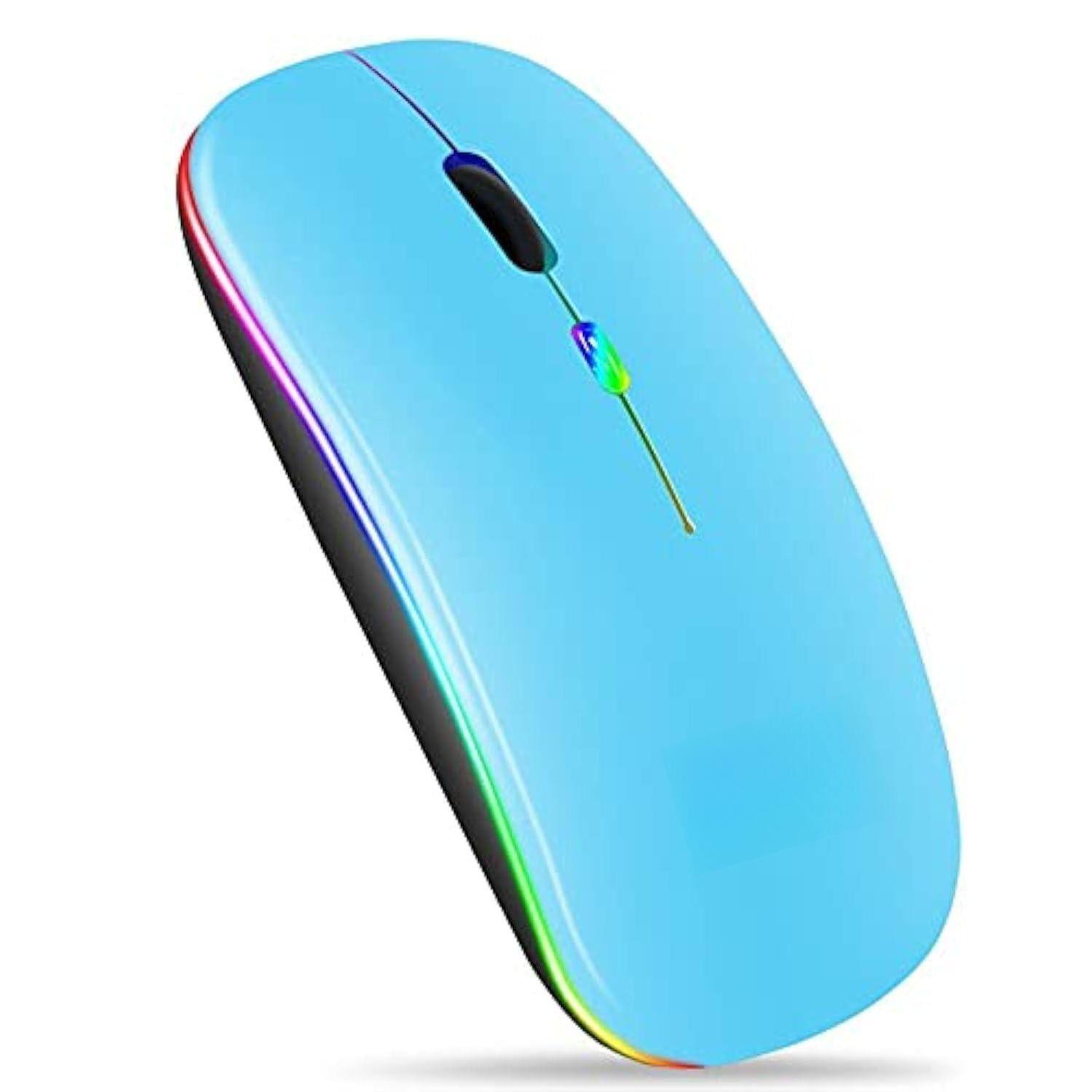 Front. Comfort Essence - Wireless Mouse Led Slim With 3 Adjustable Dpi Silent Rechargeable Dual Mode For Ipad Os 13 Macbook... - Bluetooth+2.4G Wireless(Sky Blue).
