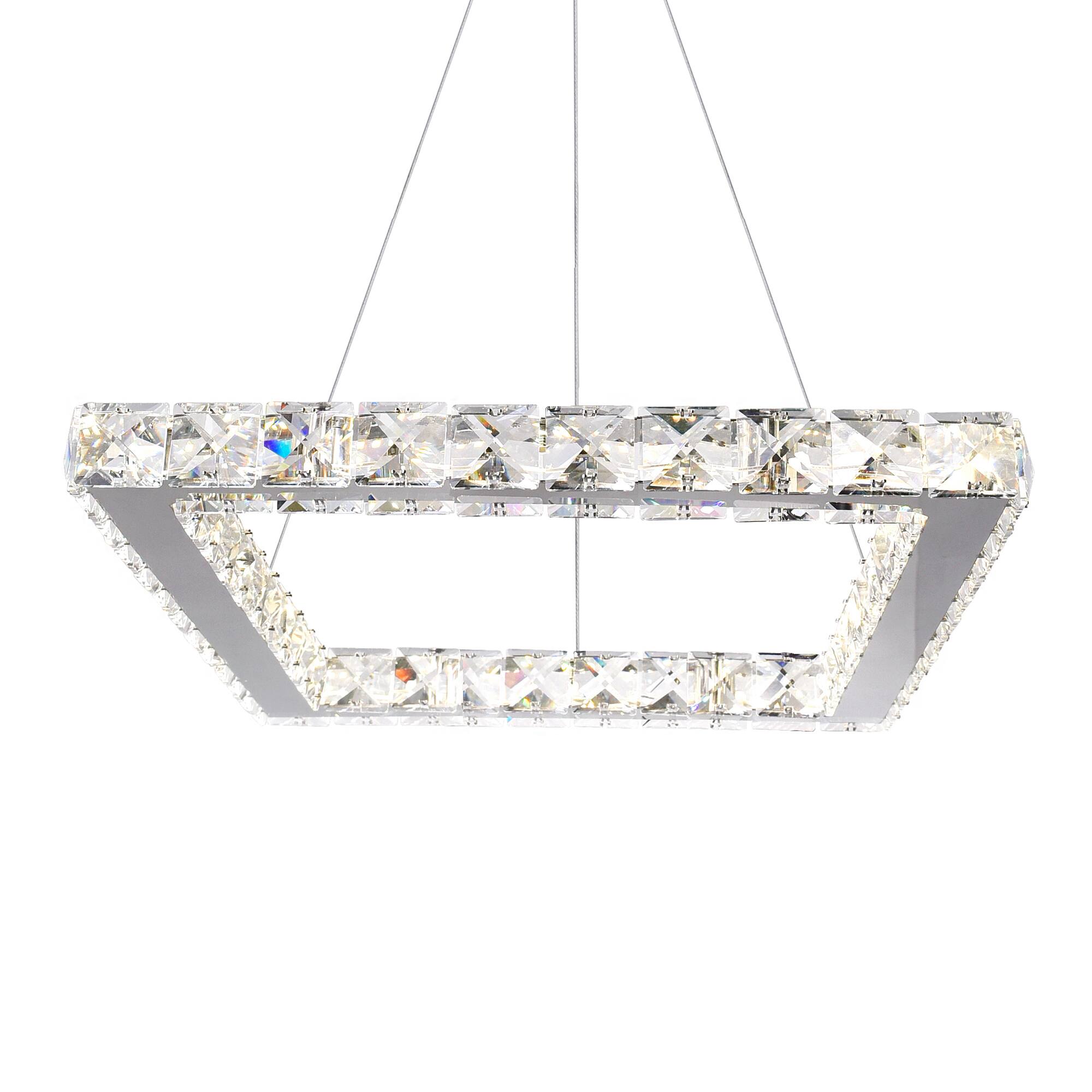 Left. CWI Lighting - Ring LED Chandelier With Chrome Finish - Stainless Steel.