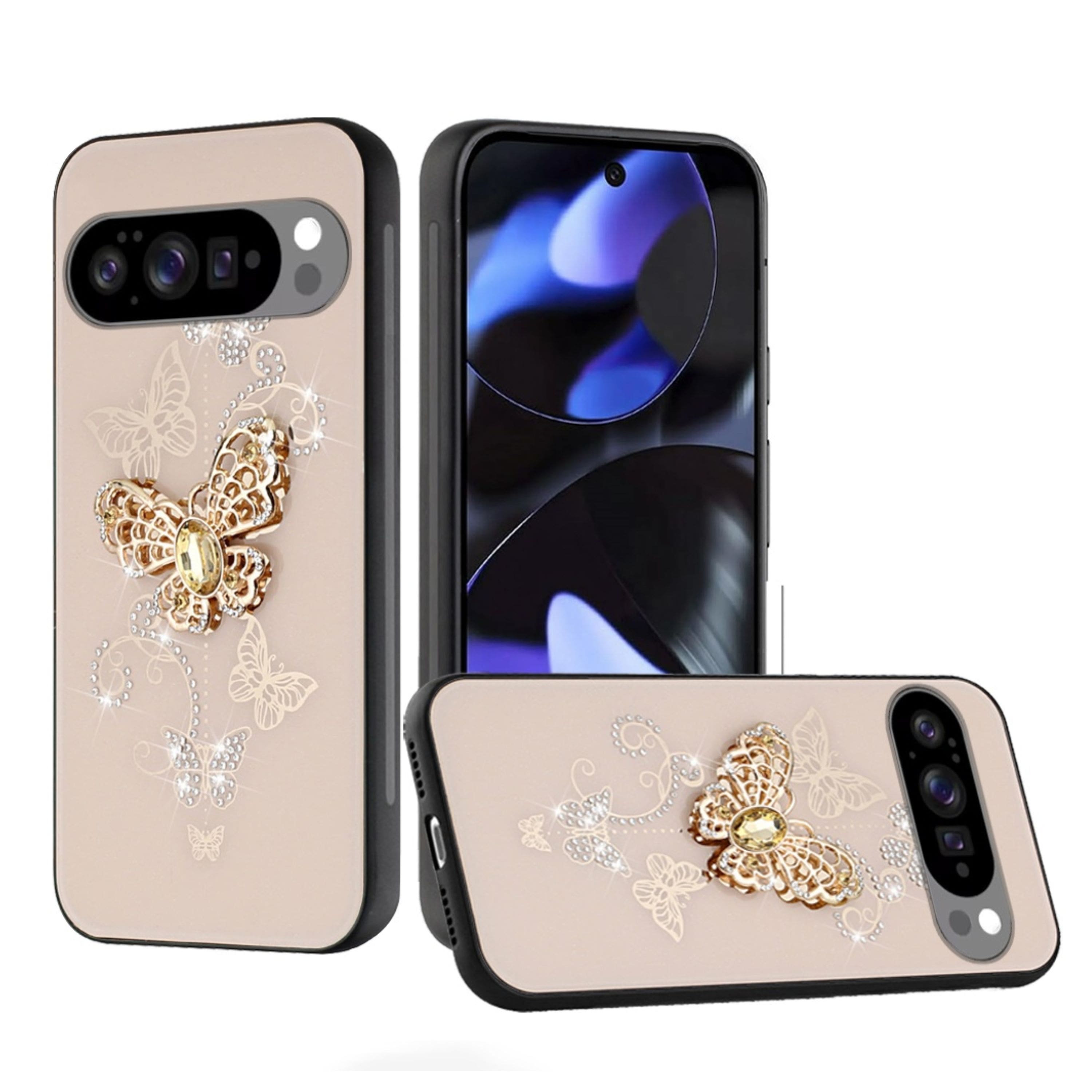 Kitcheniva - Luxury Rhinestone Bling Case With Tempered Glass For Google Pixel 10 / 10 Pro Garden Butterflies Gold - Multicolor price history on PriceWatchPro