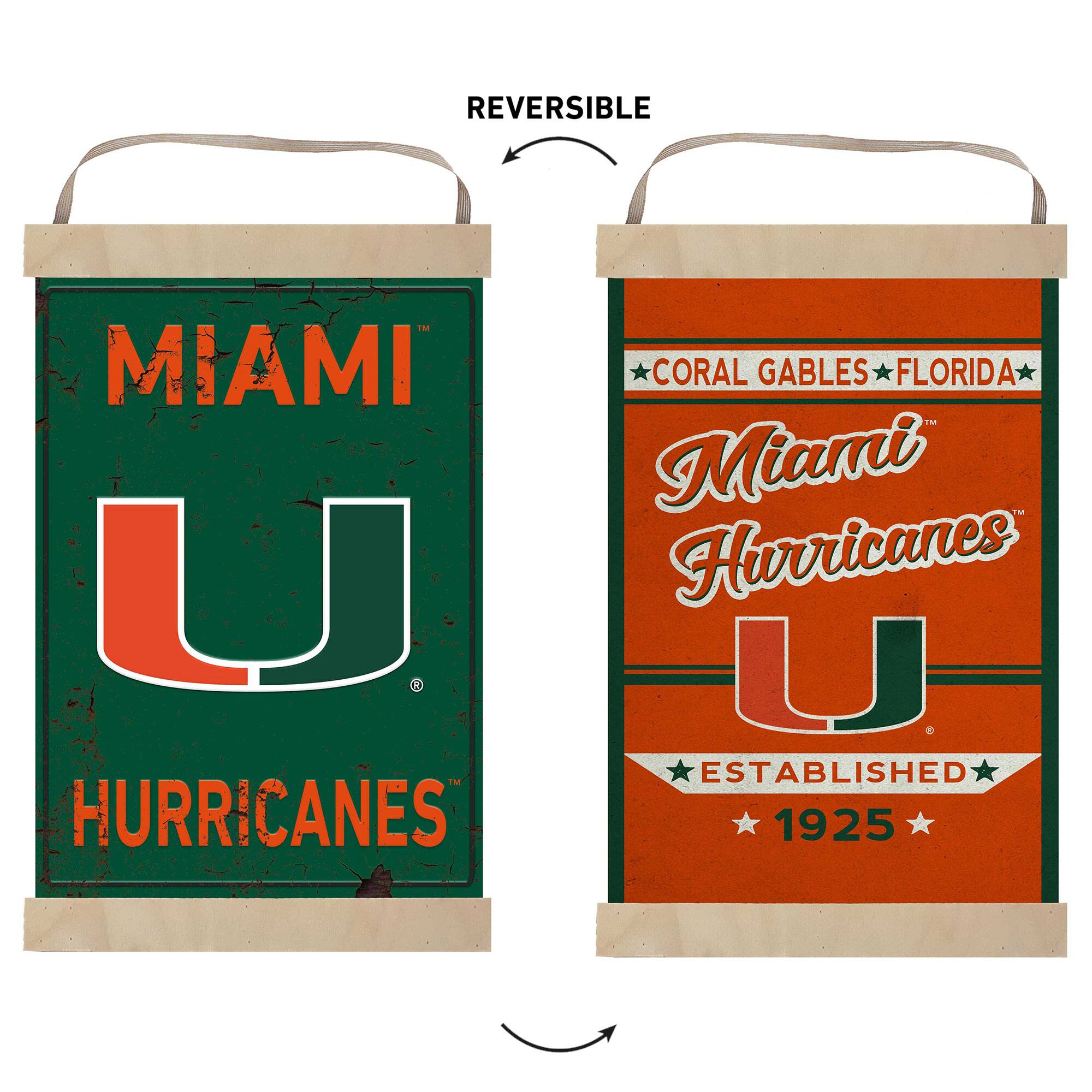 REVERSIBLE MIAMI CORAL GABLES FLORIDA - Miami Hurricanes ESTABLISHED 1925