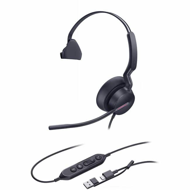 Photos - Microphone Yealink UH46 Headset - Microsoft Teams Certification - Mono - USB Type C - Wired - 20 Hz to 20 kHz - Over-the-head - Red S