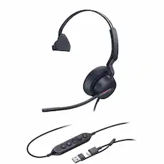 Front. Yealink - Yealink UH46 Headset - Microsoft Teams Certification - Mono - USB Type C - Wired - 20 Hz to 20 kHz - Over-the-head - Red.