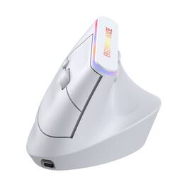 SKRAN - Ergonomic Wireless Bluetooth Mouse - 57° Wrist-Friendly, Silent Click, 2.4G/BT 5.2 for Office/Gaming - Wireless - White