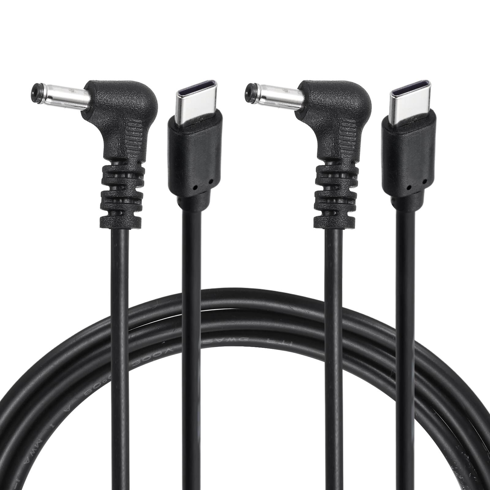 Front. Unique Bargains - USB C to DC Power Cable, 20V 3A 60W, 3.5x1.35mm, PD Trigger for Laptop/Monitor/Security Camera, 2pcs - Black.
