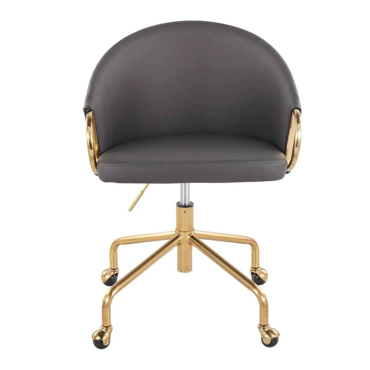 Alt View 1. LumiSource - Claire Task Chair Glam Gold Metal Frame Grey Faux Leather - Grey.