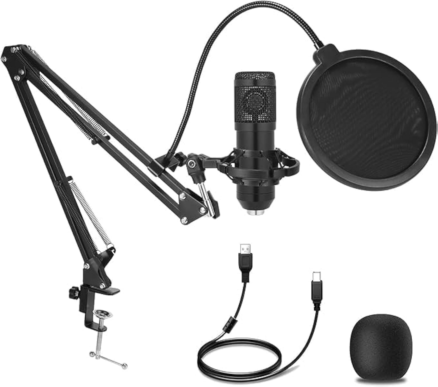 Front. METALTON - Condenser Microphone Cardioid Studio Streaming Podcast Pc Computer Set With Adjustable Mic Suspension - Default.