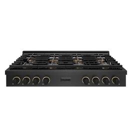 ZLINE - Designer 48 in. 8 Burner DuoPro Gas Rangetop in Black Satin Steel with Black and Bronze Accents (PSRTBSZ-48-MBCB) - Black Satin Stainless Steel