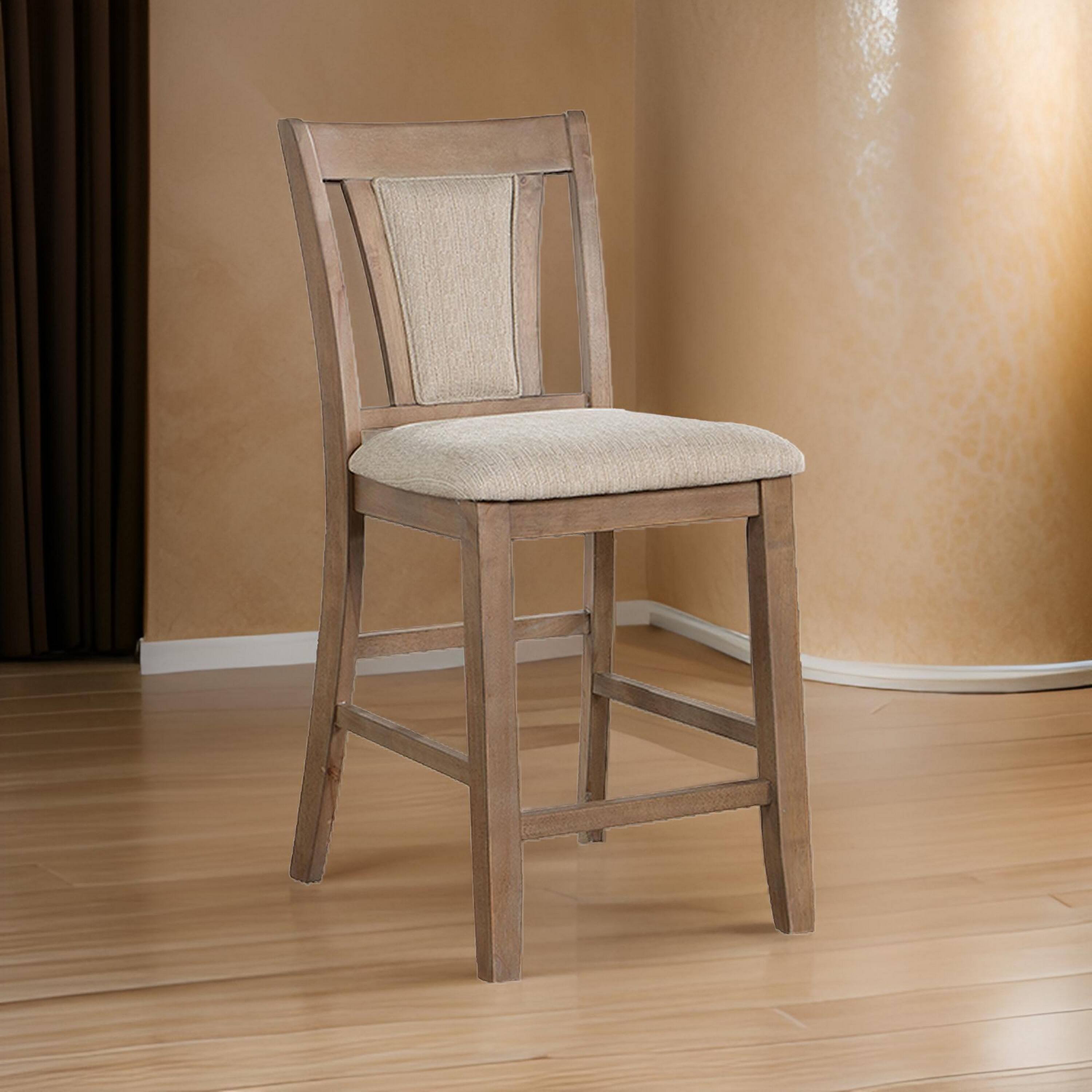 Alt View 5. Manhattan Lane - Mana 26 Inch Counter Height Chair, Set of 2, Beige Fabric - Brown, Beige.