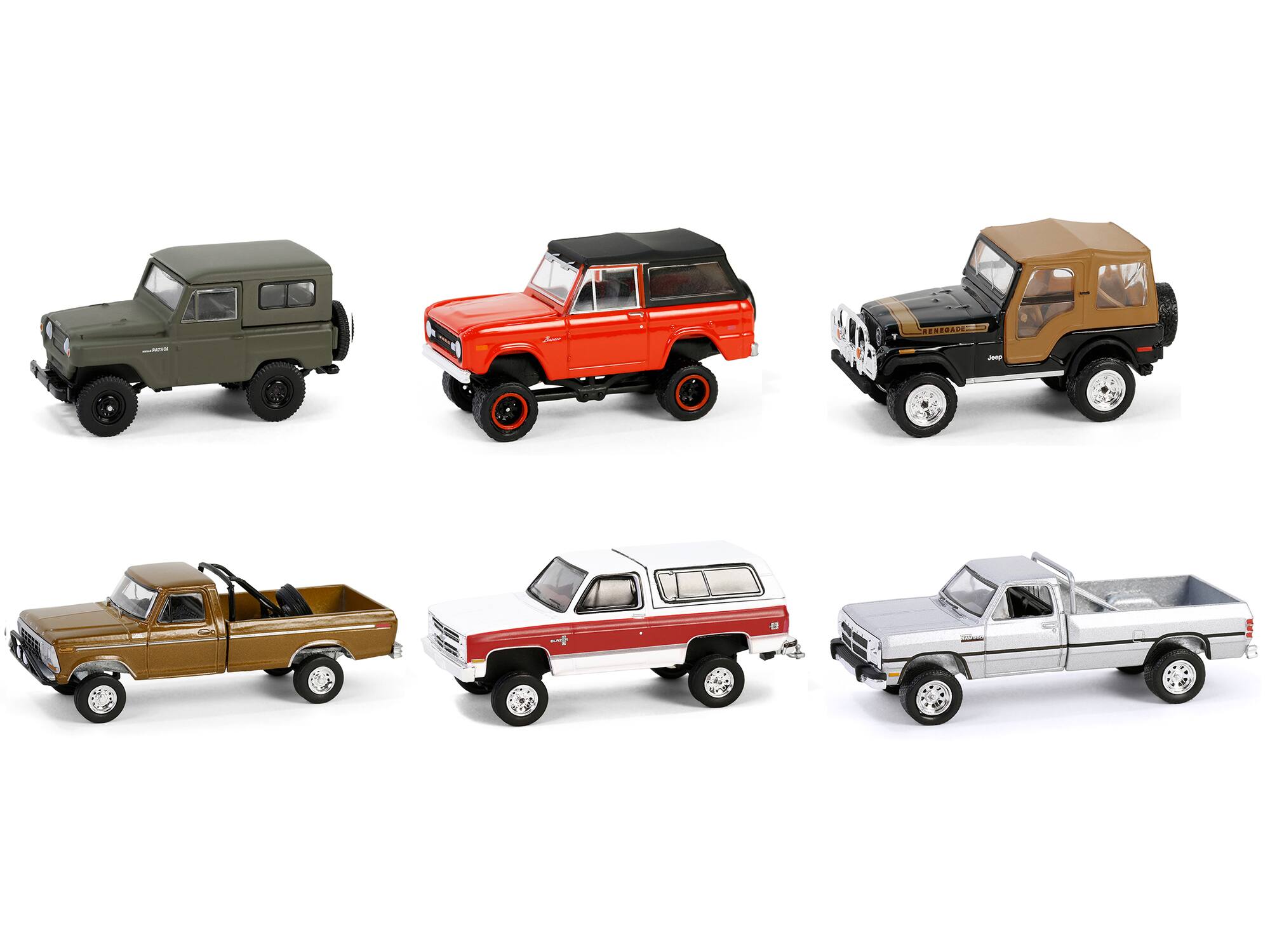 Angle. Greenlight - "All Terrain" Series 16 Set of 6 pieces 1/64 Diecast Model Cars by Greenlight - Multicolor.